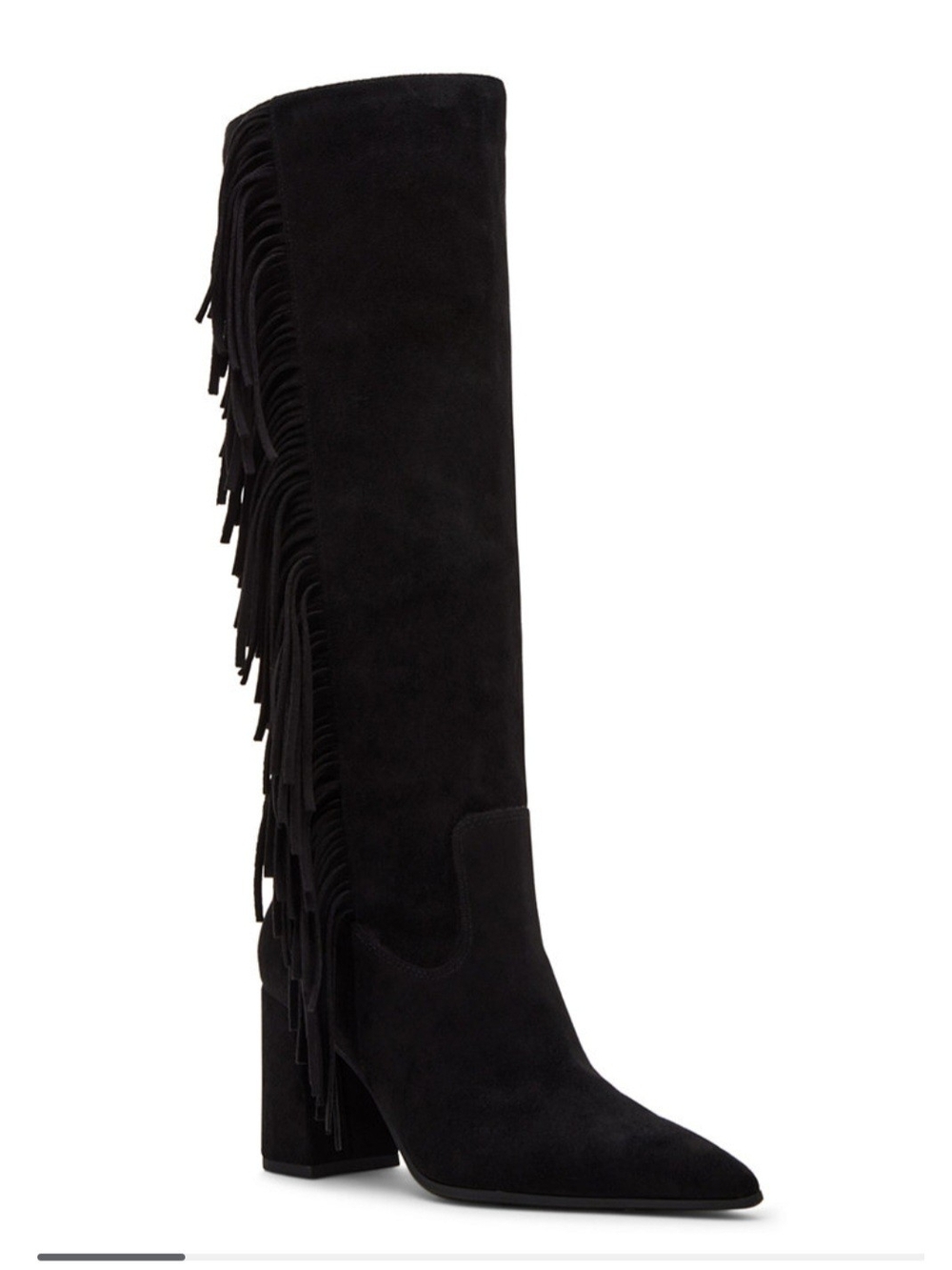 Madden Girl Shakke Black Knee-High Fringe Suede Boots - NIB